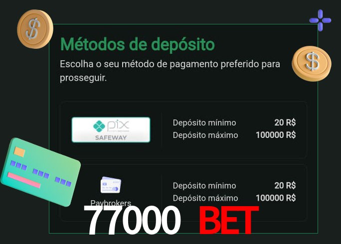 O cassino 77000 BET oferece uma grande variedade de métodos de pagamento